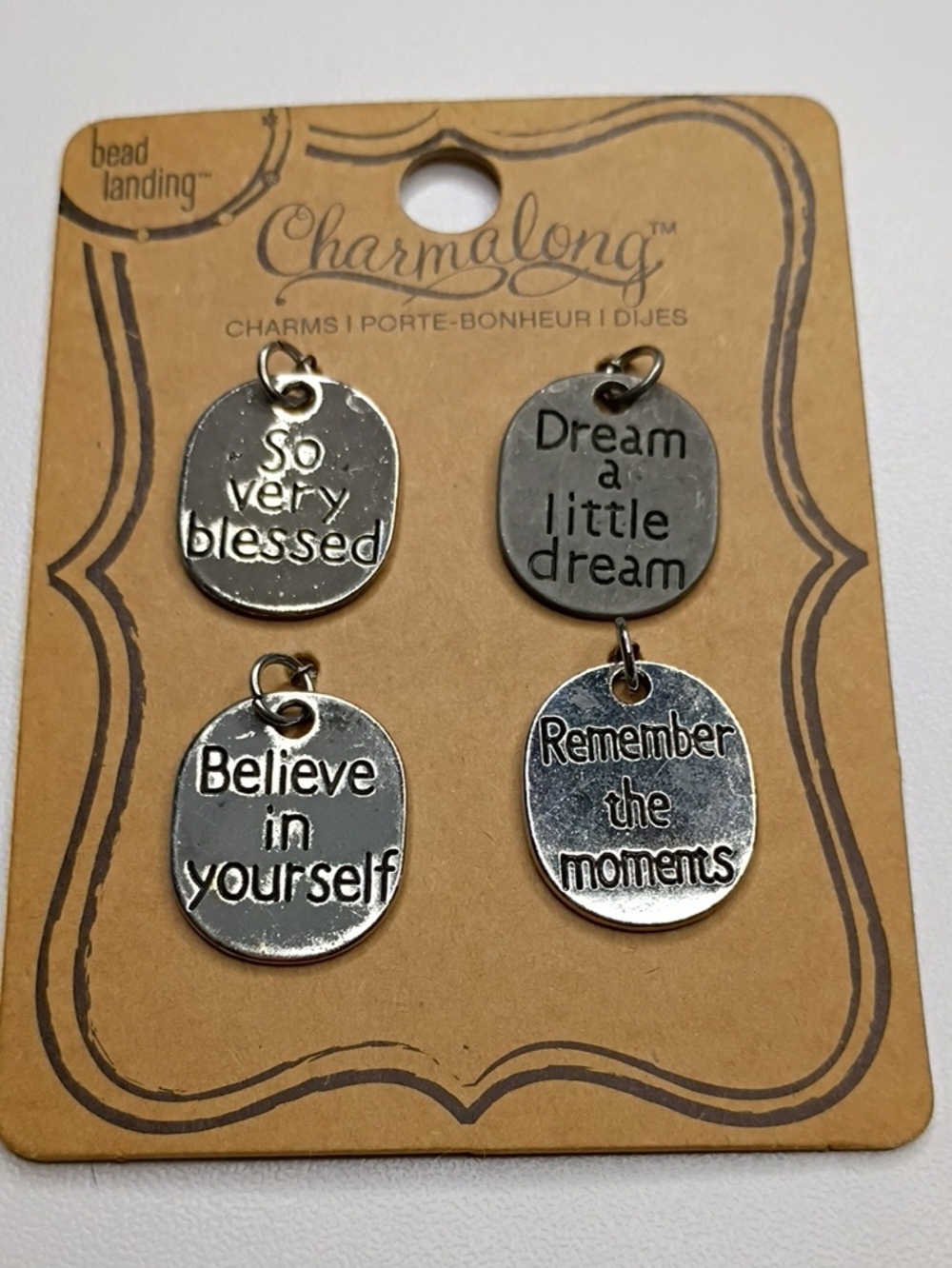 Silver Inspirational Quote Charms - Set of 4